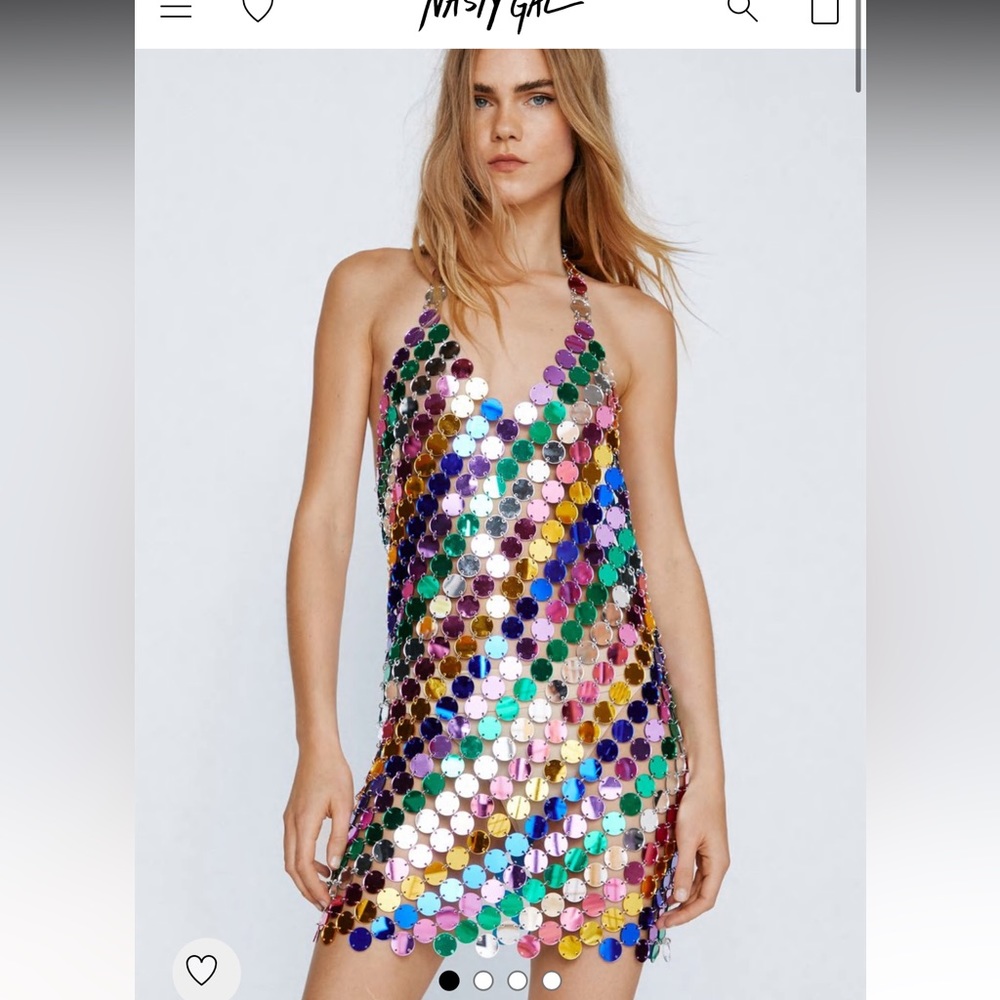 Sequin Dress - metal and plastic sequin disk dress from Nastygal